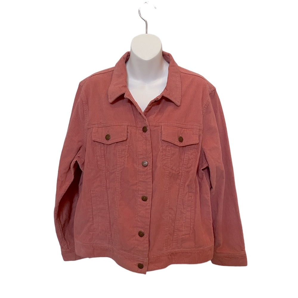 Pink Salmon color corduroy jacket women xl